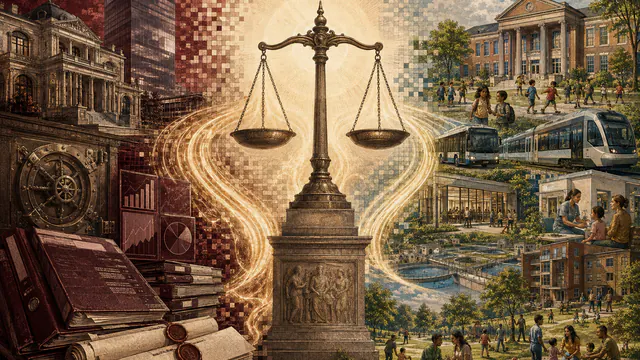 Mixed-media historical illustration of Tax the rich, combining archival collage, neoclassical engraving, and pixel detail.