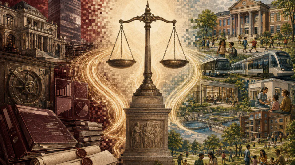 Mixed-media historical illustration of Tax the rich, combining archival collage, neoclassical engraving, and pixel detail.