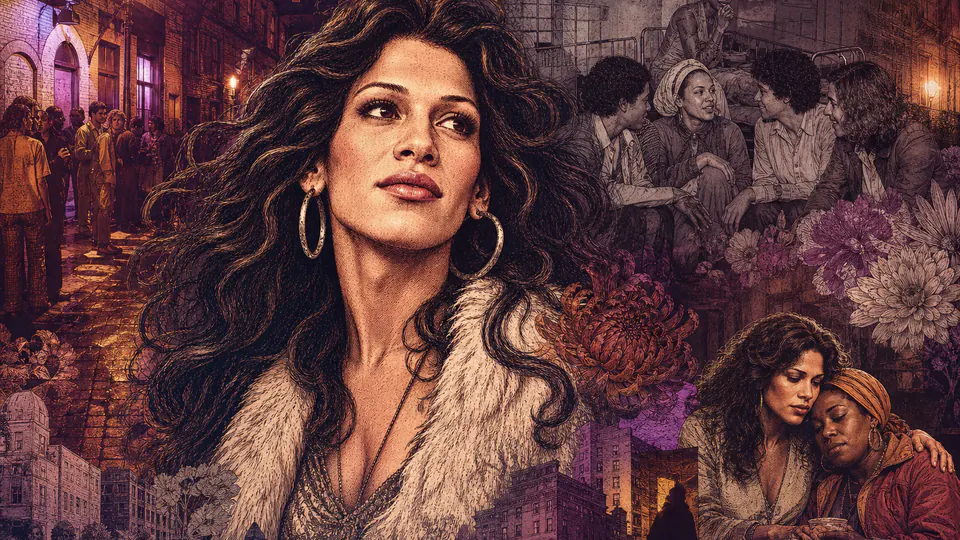 Mixed-media historical illustration of Sylvia Rivera, combining archival collage, neoclassical engraving, and pixel detail.