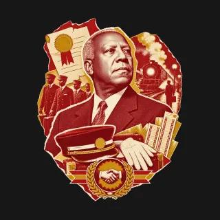 A. Philip Randolph three-color mixed-media artwork