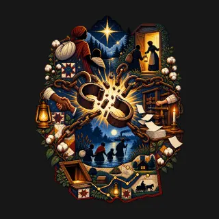 Abolitionism four-color pixel-art artwork