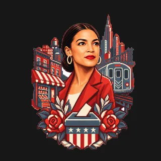 Alexandria Ocasio-Cortez four-color pixel-art artwork