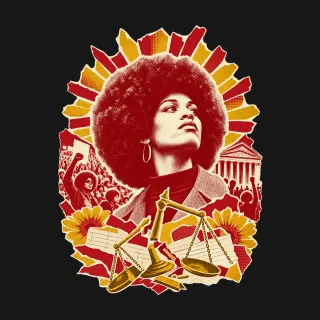 Angela Davis three-color mixed-media artwork