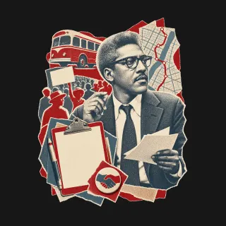 Bayard Rustin three-color mixed-media artwork