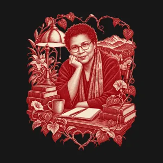 bell hooks two-color engraved artwork