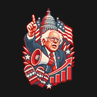 Bernie Sanders four-color pixel-art artwork