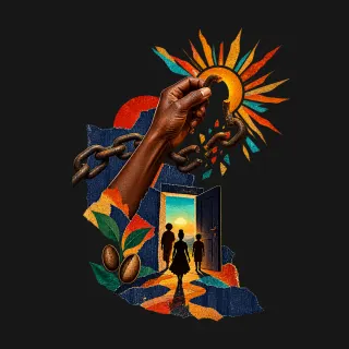 Black Liberation three-color mixed-media artwork