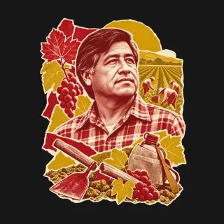 Cesar Chavez three-color mixed-media artwork