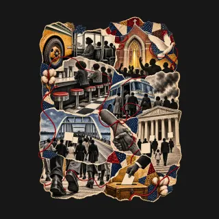 Civil Rights three-color mixed-media artwork