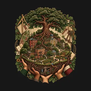 Community Land Trusts two-color engraved artwork