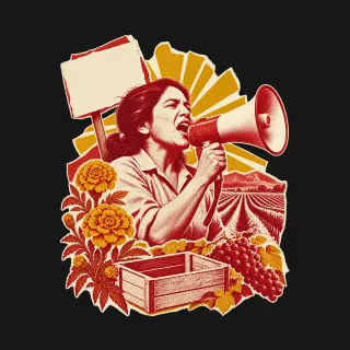 Dolores Huerta three-color mixed-media artwork