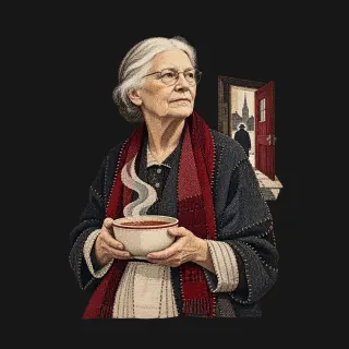 Dorothy Day three-color mixed-media artwork