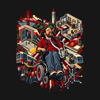 Ed Roberts four-color pixel-art artwork