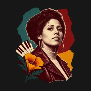 Elaine Brown two-color engraved artwork
