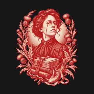 Emma Goldman two-color engraved artwork