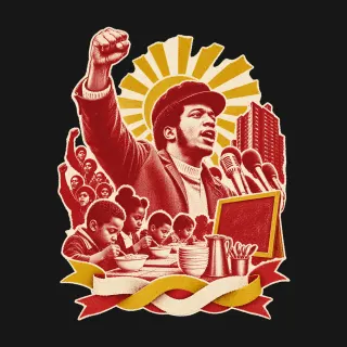 Fred Hampton three-color mixed-media artwork
