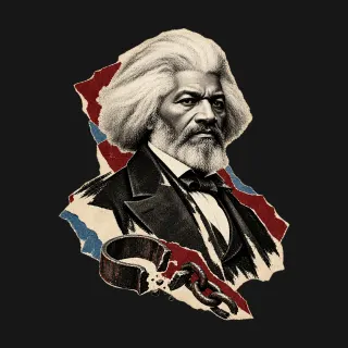 Frederick Douglass three-color mixed-media artwork