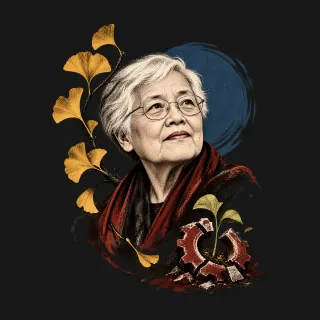 Grace Lee Boggs two-color engraved artwork