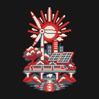 Green New Deal four-color pixel-art artwork