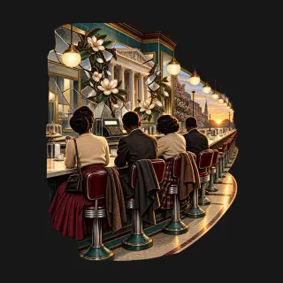 Greensboro Sit-Ins two-color engraved artwork
