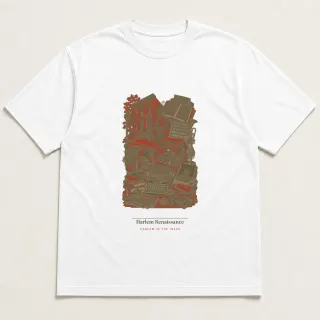 Front of a white tee carrying the light academia Harlem Renaissance design