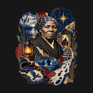 Harriet Tubman three-color mixed-media artwork