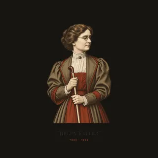 Helen Keller, lecture marble artwork