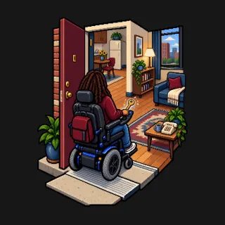 Independent Living Movement four-color pixel-art artwork
