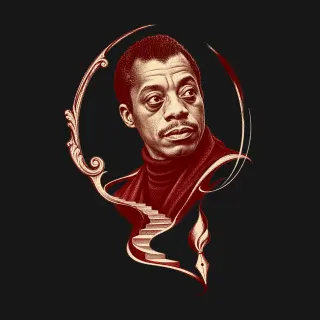 James Baldwin two-color engraved artwork