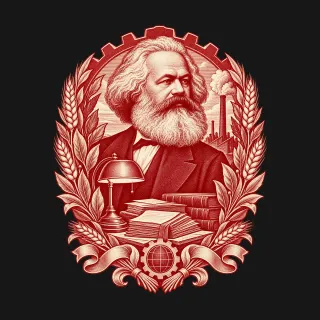 Karl Marx two-color engraved artwork