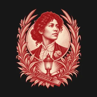 Lucy Parsons two-color engraved artwork