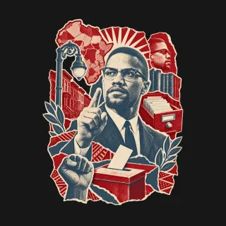 Malcolm X three-color mixed-media artwork