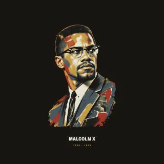 Malcolm X, mixed media artwork