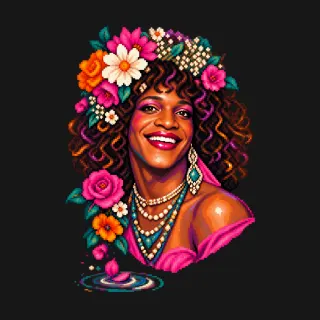 Marsha P. Johnson four-color pixel-art artwork