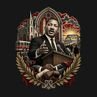 Martin Luther King Jr. two-color engraved artwork