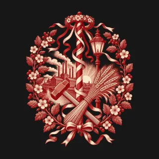 May Day two-color engraved artwork