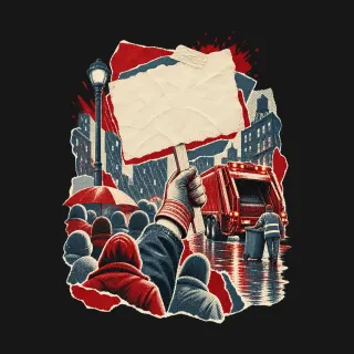 Memphis sanitation strike three-color mixed-media artwork