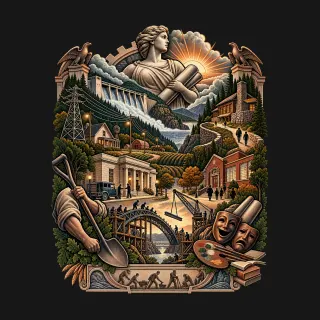 New Deal two-color engraved artwork