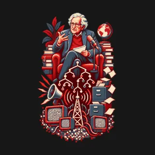 Noam Chomsky four-color pixel-art artwork