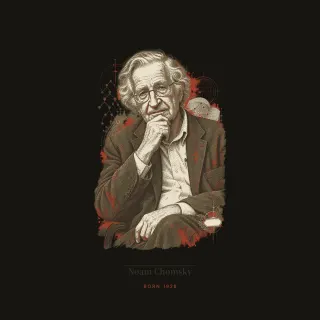 Noam Chomsky, light academia artwork