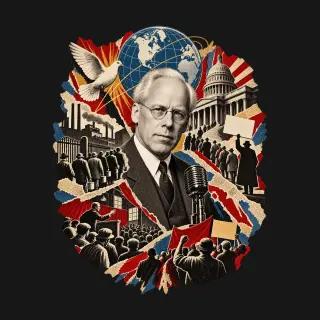 Norman Thomas three-color mixed-media artwork