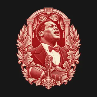 Paul Robeson two-color engraved artwork