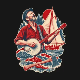 Pete Seeger three-color mixed-media artwork