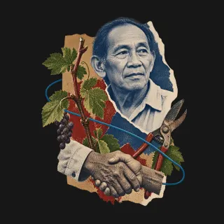 Philip Vera Cruz three-color mixed-media artwork