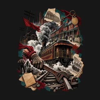 Pullman Strike three-color mixed-media artwork
