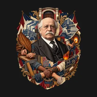 Samuel Gompers three-color mixed-media artwork