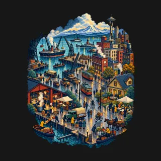 Seattle General Strike four-color pixel-art artwork