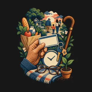 Social Security four-color pixel-art artwork