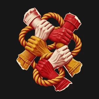 Solidarity three-color mixed-media artwork