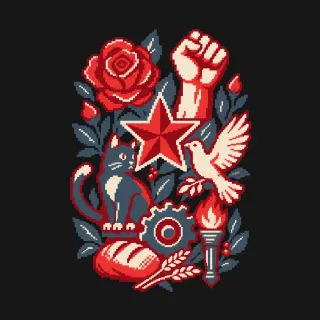 Symbols of the left four-color pixel-art artwork